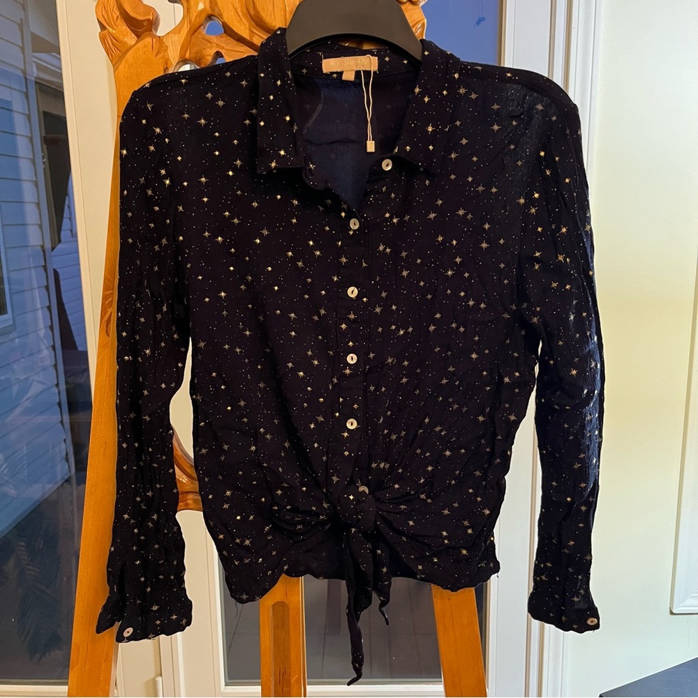 Sparkly Gold Star Button Down